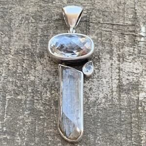 Starborn Creations Pendant Sterling Silver, White Topaz & Clear Quartz Vintage